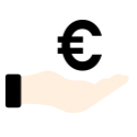  Icon of a hand and a euro sign 